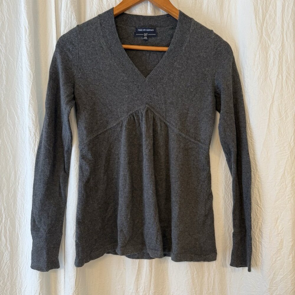 Gap Womens‎ XS Gray Cotton Cashmere Blend Babydoll Style Sweater Preppy Y2K Cute